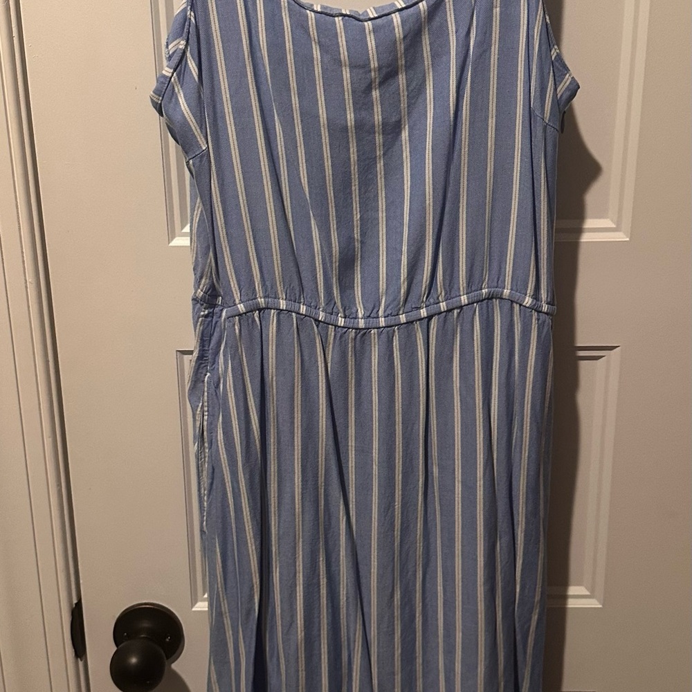 Blue and White Striped Dress